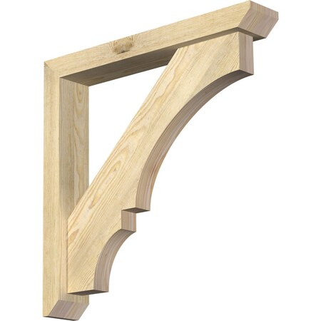 Ekena Millwork Balboa Slat Rough Sawn Bracket w/ Offset Brace, Douglas Fir, 4"W x 24"D x 24"H BKT0402X24X24BOA06RDF